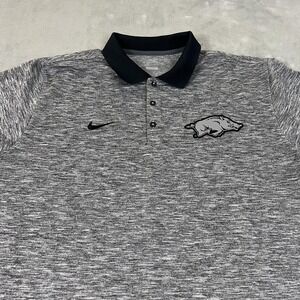 Arkansas Razorbacks Shirt Polo Golf Mens 2XL Gray Black NCAA Football Nike